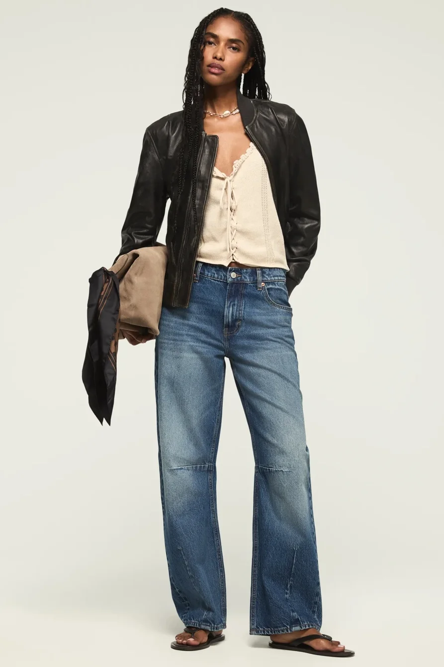 Image of Lucky Brand Barrel Wide Leg - Women's Pants Denim Wide Leg Jeans in Vinyl Dream Wash