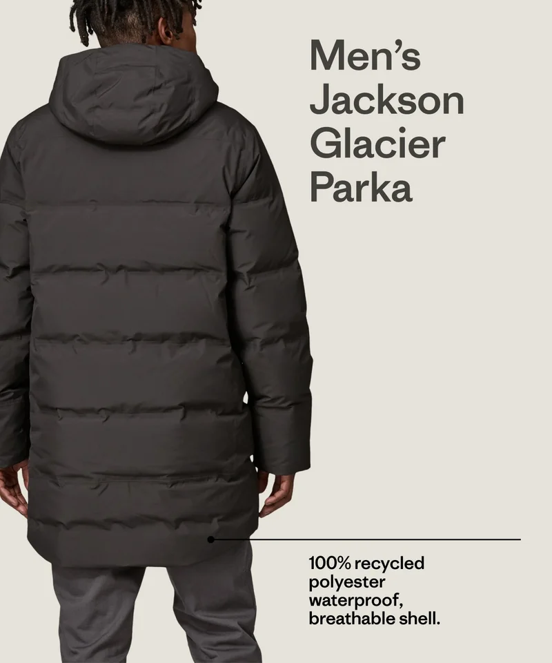 Men’s Jackson Glacier Parka. 100% recycled polyester waterproof, breathable shell.