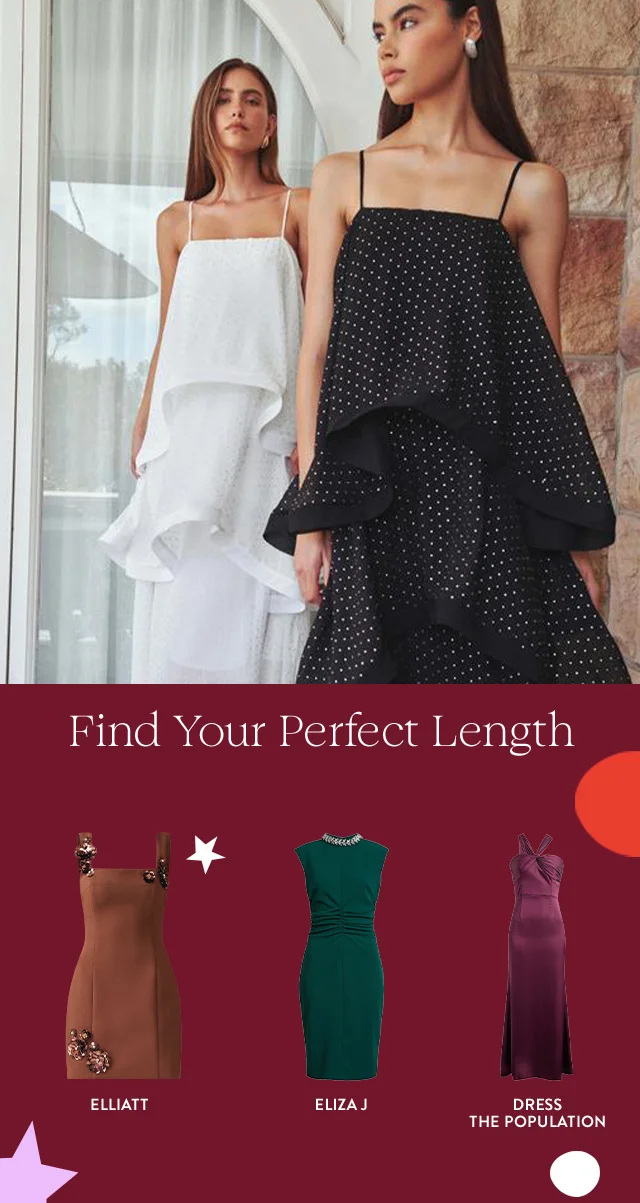Find your perfect length. A mini, midi and maxi dress.