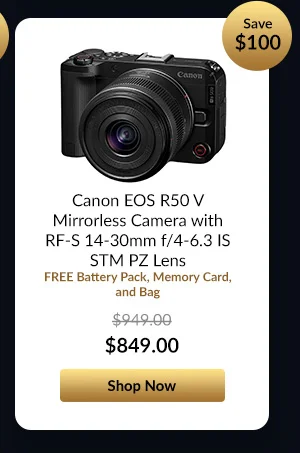 Canon EOS R50 V Mirrorless Camera with RF-S 14-30mm f/4-6.3 IS STM PZ Lens