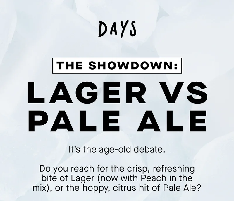 Lager vs Pale Ale. It’s the age-old debate.  Do you reach for the crisp, refreshing bite of Lager (now with Peach in the mix), or the hoppy, citrus hit of Pale Ale?