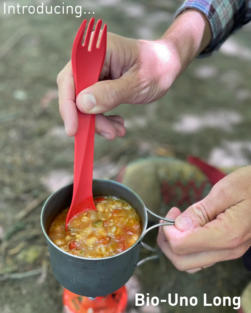 Introducing Bio-Uno Long. Image of utensil.