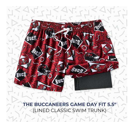 Lined Classic Swim Trunk: The Buccaneers Game Day Fit 5.5"