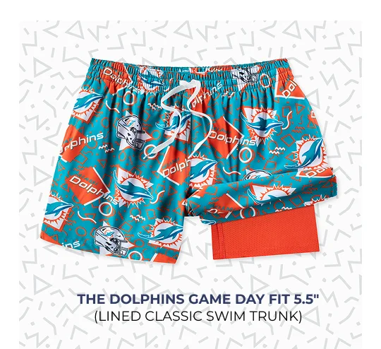 Lined Classic Swim Trunk: The Dolphins Game Day Fit 5.5"