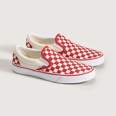 Racing Red White Classic Slip-On Checkerboard Shoe