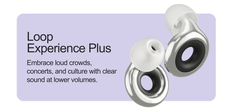 A pair Loop Experience Plus in silver.