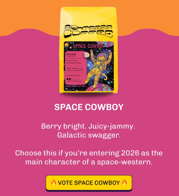 Space Cowboy Berry bright. Juicy-jammy.  Galactic swagger.  Choose this if you’re entering 2026 as the main character of a space-western. 🔥 Vote SPACE COWBOY 🔥