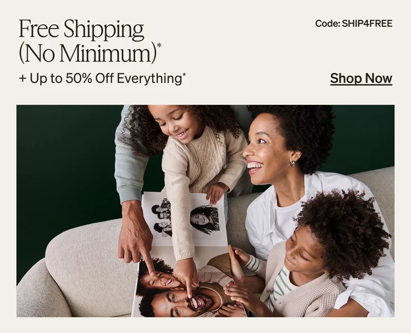 Free Shipping (No Min) + Save 50% off everything!