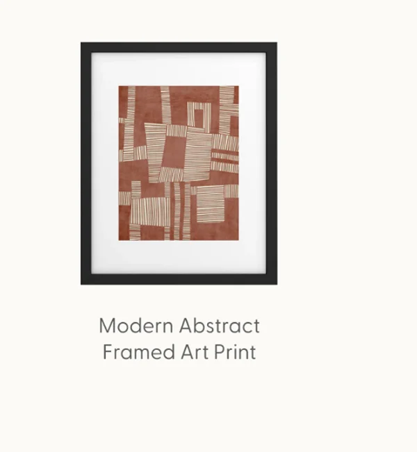Modern Abstract Terracotta Linocut Boho Art Framed Art Print