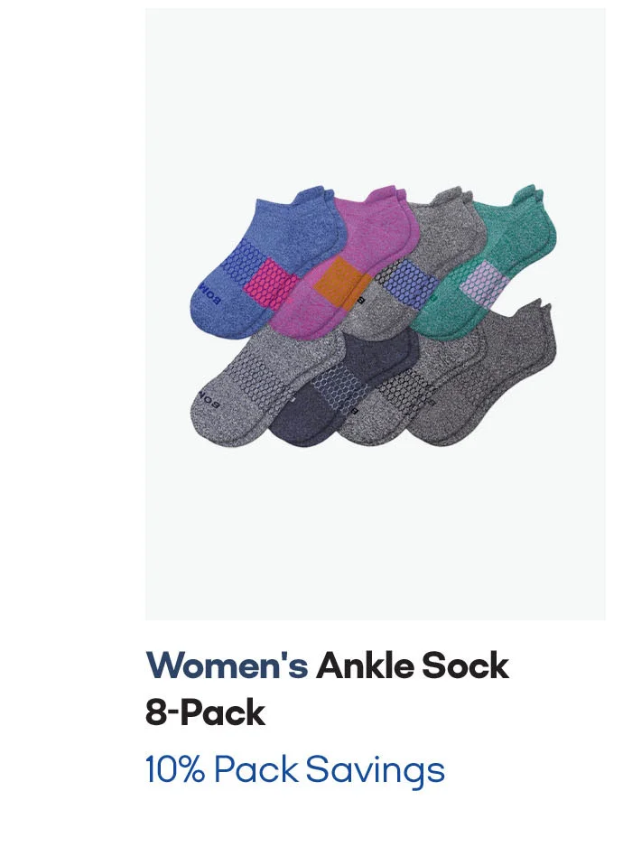 WOMEN'S ANKLE SOCK 8-PACK | 10% PACK SAVINGS