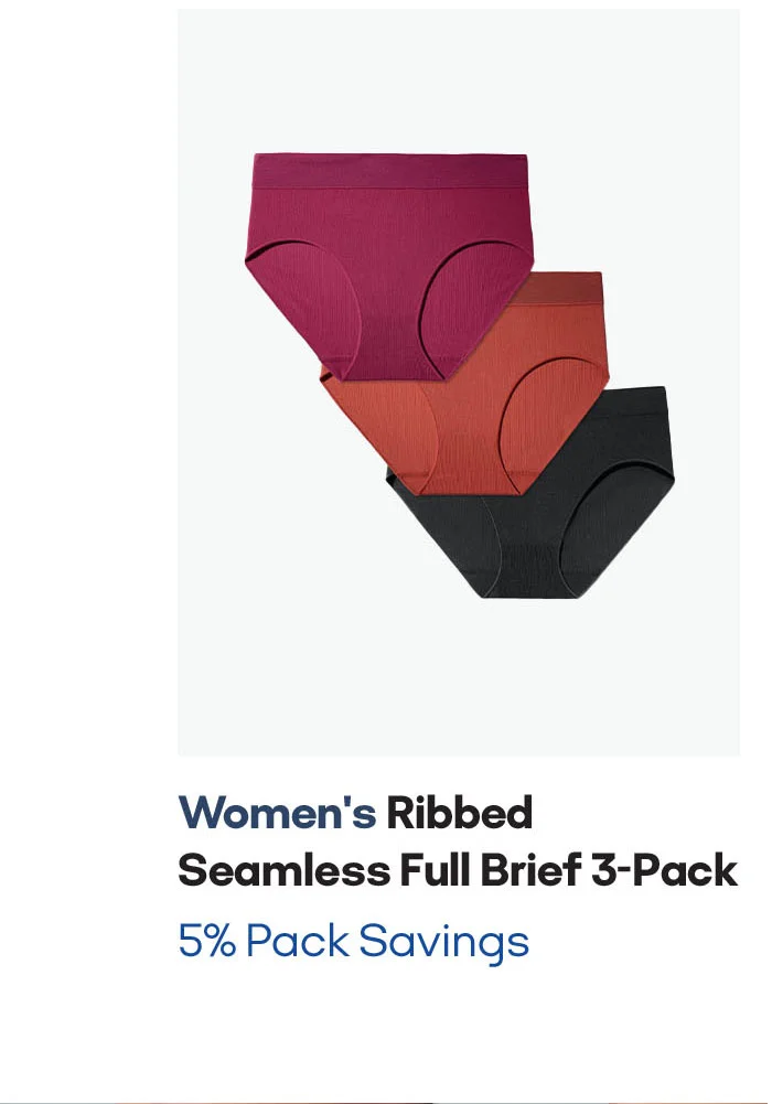 WOMEN'S RIBBED SEAMLESS FULL BRIEF 3-PACK | 5% PACK SAVINGS