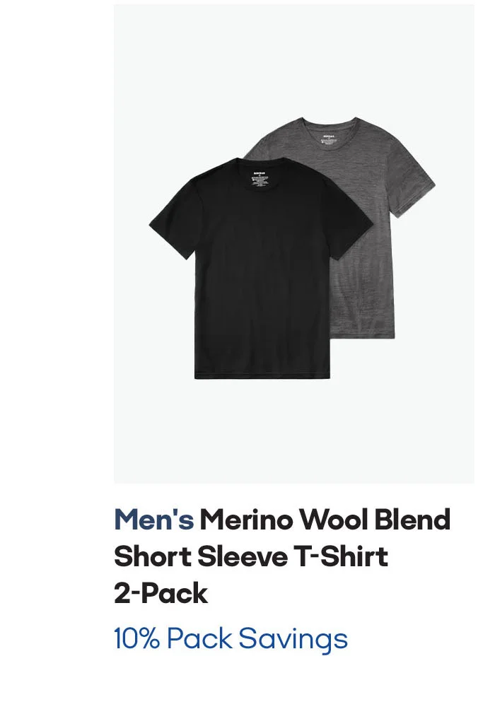 MEN'S MERINO WOOL BLEND SHORT SLEEVE T-SHIRT 2-PACK | 10% PACK SAVINGS