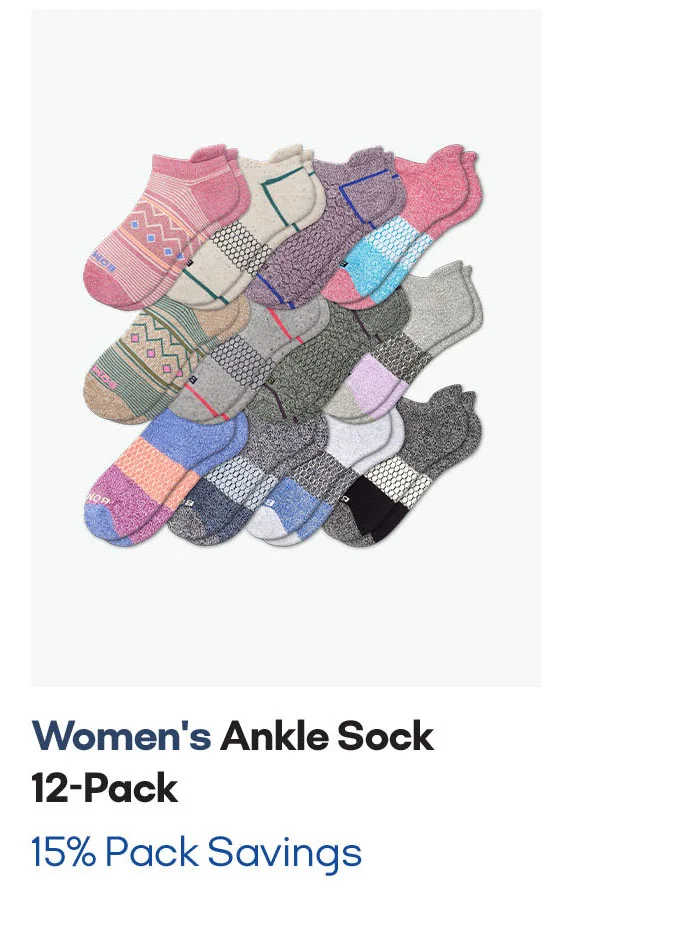 WOMEN'S ANKLE SOCK 12-PACK | 15% PACK SAVINGS