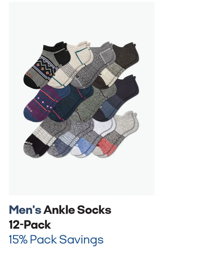 MEN'S ANKLE SOCKS 12-PACK | 15% PACK SAVINGS
