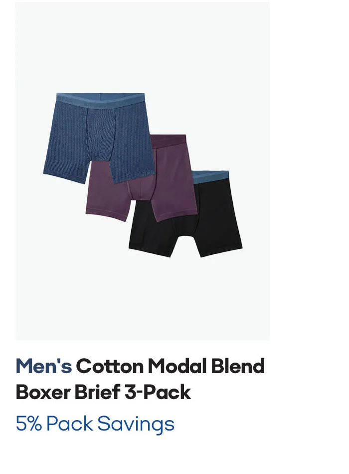 MEN'S COTTON MODAL BLEND BOXER BRIEF 3-PACK | 5% PACK SAVINGS