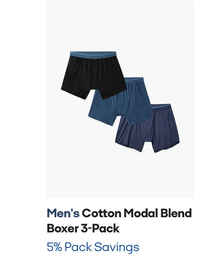 MEN'S COTTON MODAL BLEND BOXER 3-PACK | 5% PACK SAVINGS