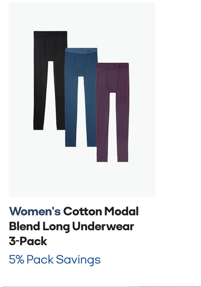 WOMEN'S COTTON MODAL BLEND LONG UNDERWEAR 3-PACK | 5% PACK SAVINGS