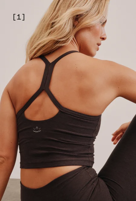 Spacedye Slim Racerback Cropped Tank in Dark Chocolate Heather