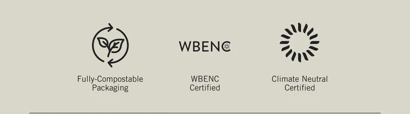 Certified Plant Based. WBE NC Certified. Fully-Compostable Packaging. Climate Neutral Certified.