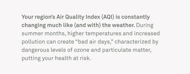 Your region's Air Quality Index is constantly changing much like the weather.