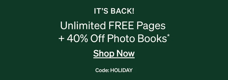 Unlimited Free Photo Book Pages + 40% Off Photo Books