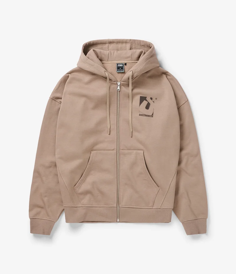 Product image of the Initial Box Zip Hoodie in Fossil