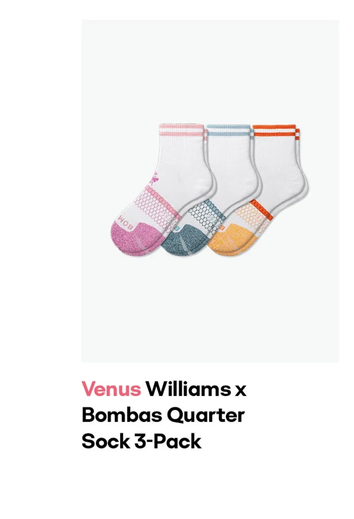 Venus Williams x Bombas Quarter Sock 3-Pack