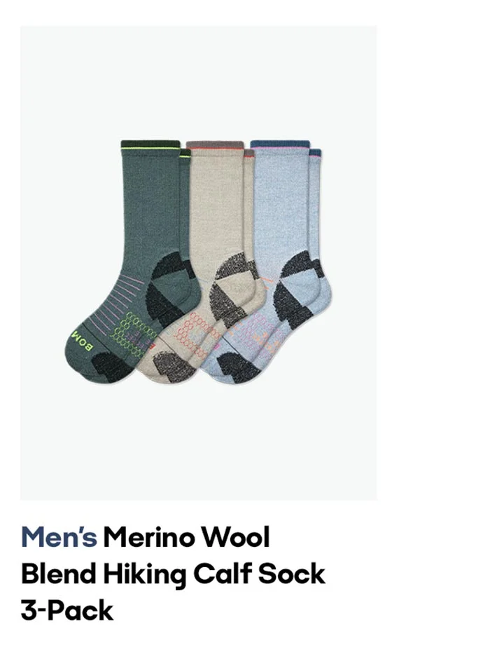 Men's Merino Wool Blend Hiking Calf Sock 3-Pack