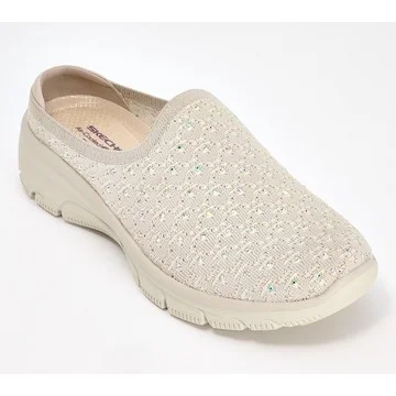 Skechers Easy Going Rhinestone Knit Mules - Glitz Strut