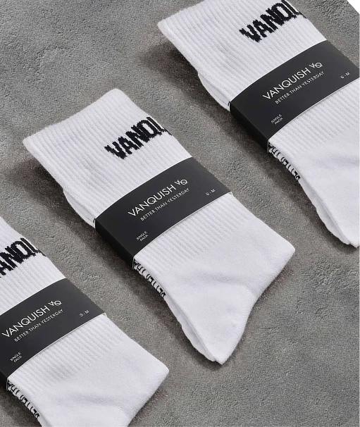 Vanquish White Front Knit Organic Socks 3 Pack
