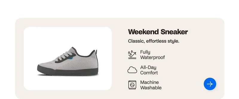 Weekend Sneaker. Classic, effortless style. Fully Waterproof. All-Day Comfort. Machine Washable.