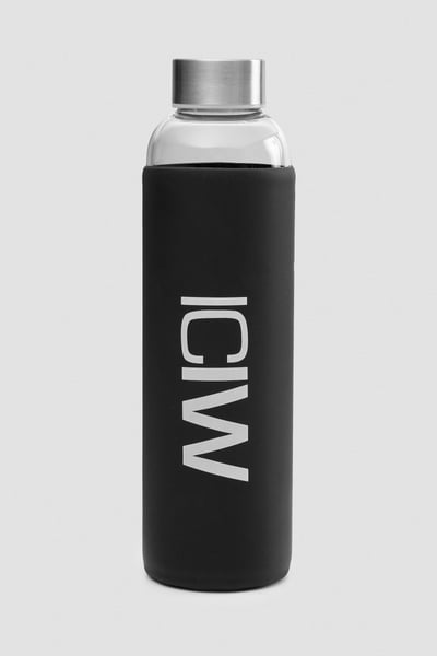 Image of Glass Water Bottle 550 ml Black