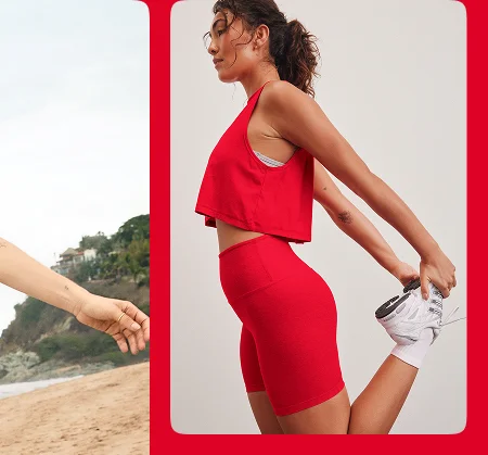 Featherweight Minimal Cropped Tank in Candy Apple Red Heather