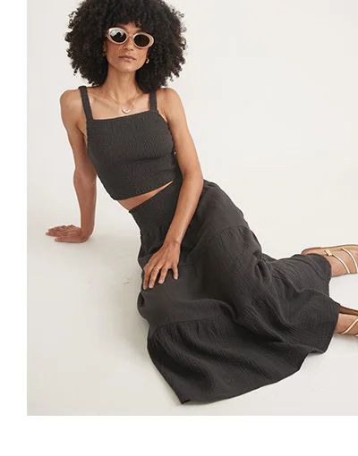 Corinne Double Cloth Maxi Skirt