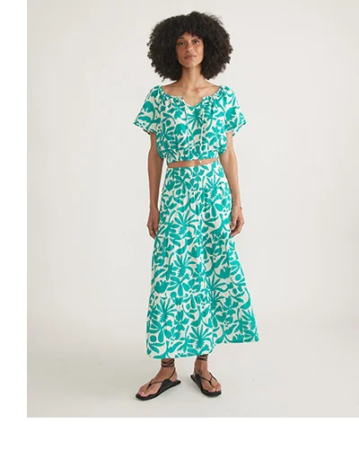 Corinne Double Cloth Maxi Skirt