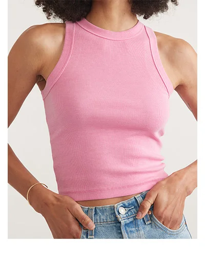 Lexi Rib Sun-In High Neck Crop Tank