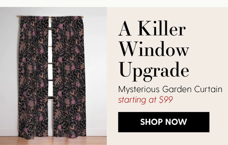 Mysterious Garden - black, gray, orange, and purple Curtain