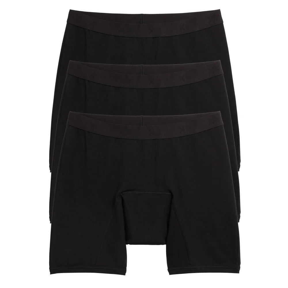 Image of First Line Period 9" Boxer Briefs 3-Pack - X= Black