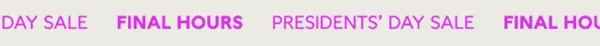 PRESIDENTS' DAY SALE FINAL HOURS