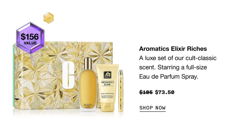 Aromatics Elixir Riches A luxe set of our cult-classic scent. Starring a full-size Eau de Parfum Spray. $73.50 SHOP NOW