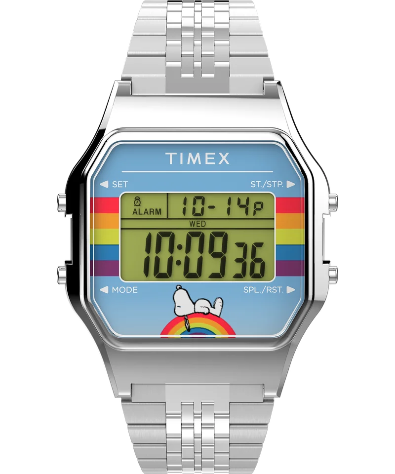 Image of Timex T80 x Peanuts Dream in Color 34mm Stainless Steel Bracelet Watch