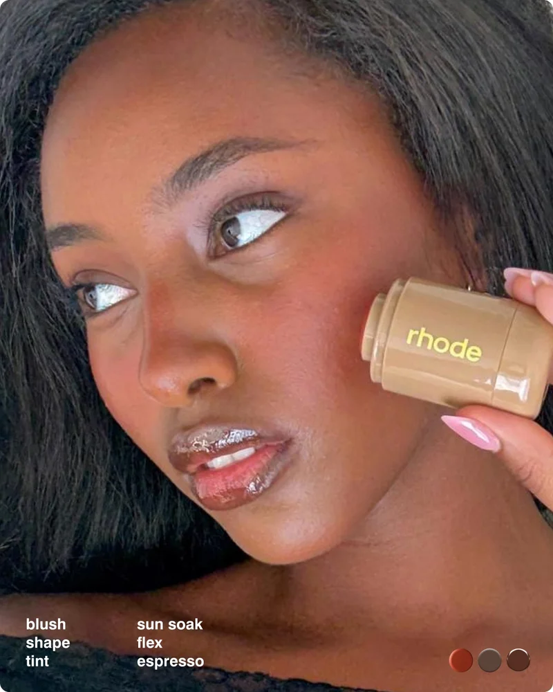 blush sun soak, shape flex, tint espresso