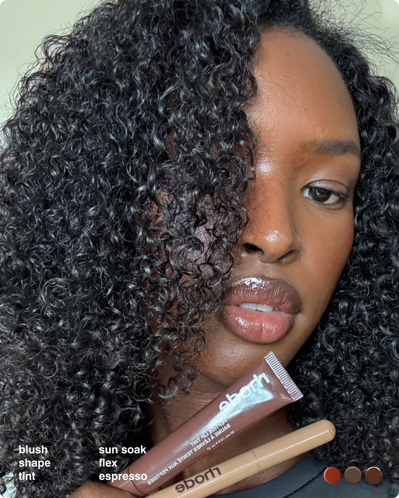 blush sun soak, shape flex, tint espresso