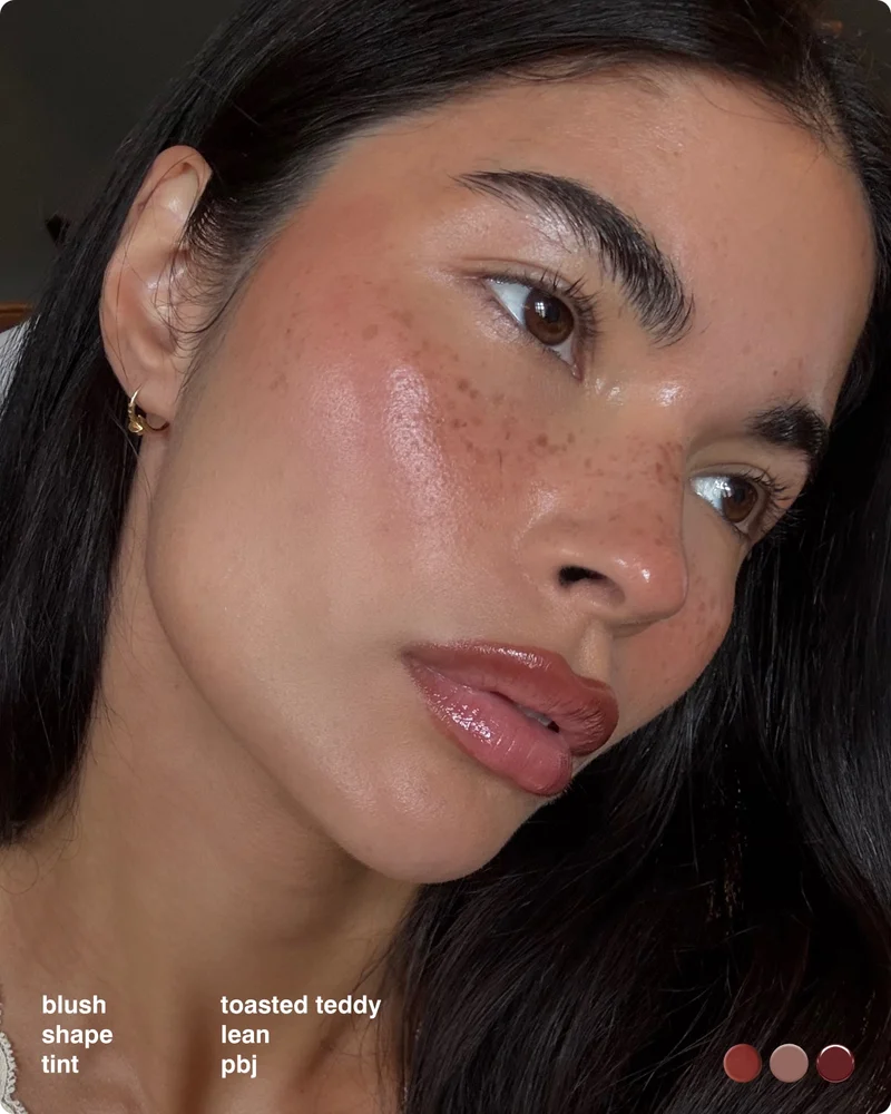 blush toasted teddy, shape lean, tint pbj