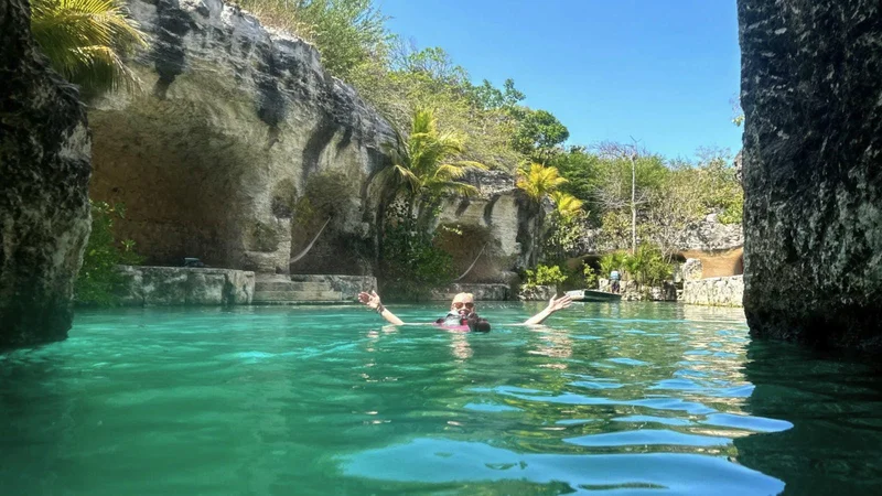 Melissa in the water in Playa del Carmen.