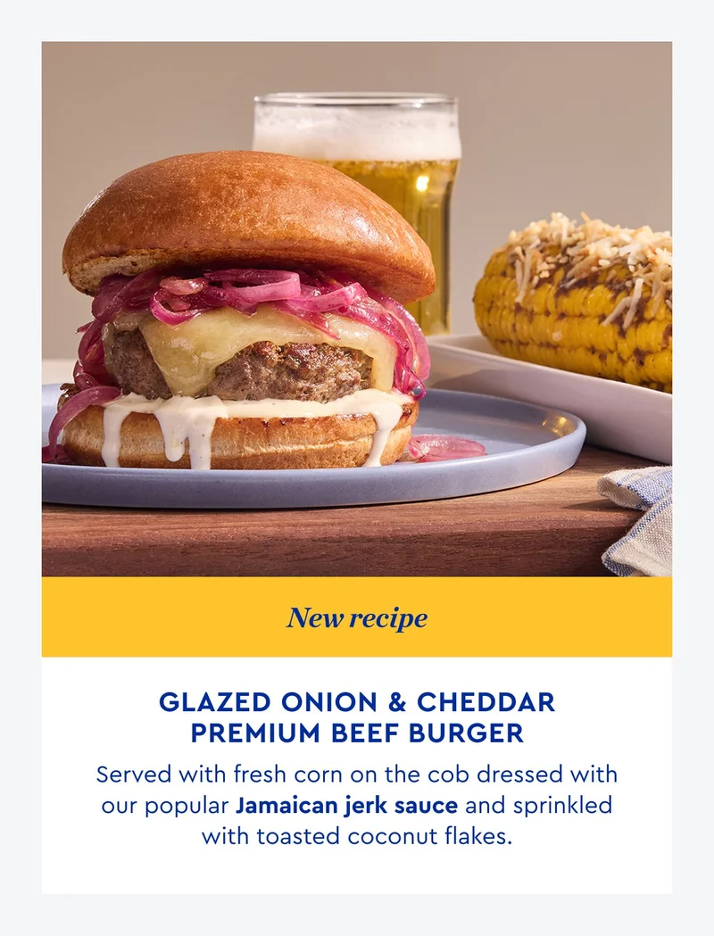 Glazed Onion & Cheddar Premium Beef Burger | ORDER NOW