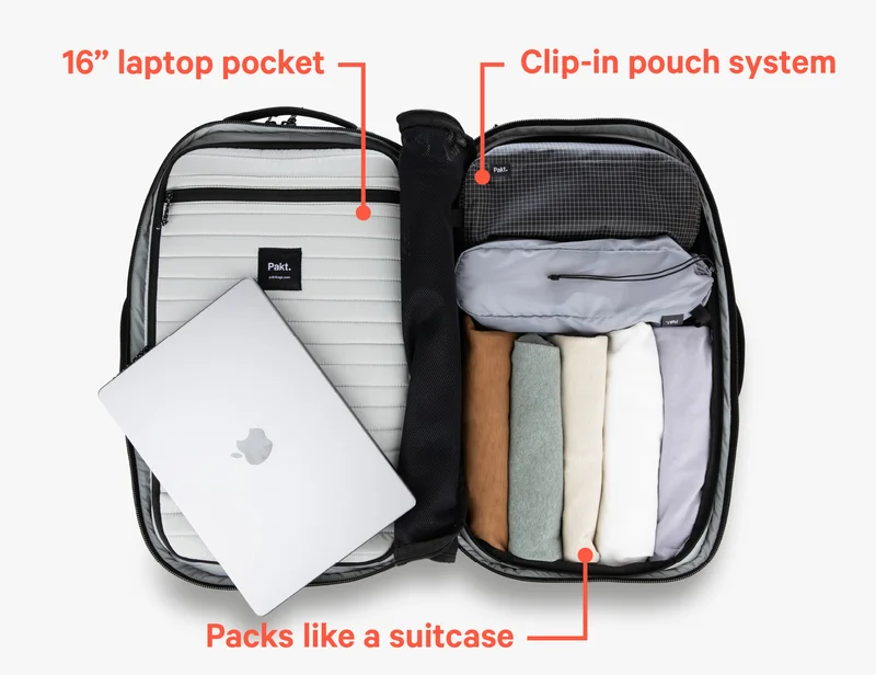 The Pakt Travel Backpack packs like a suitcase