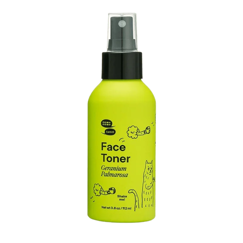 A green metal bottle of face toner.