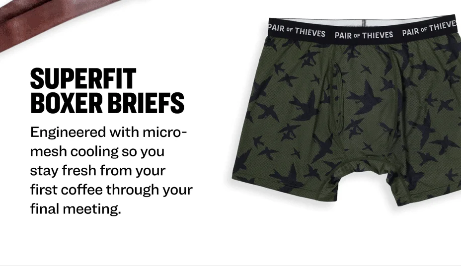 SuperFit Boxer Briefs. Engineered with micro-mesh cooling so you stay fresh from your first coffee through your final meeting.