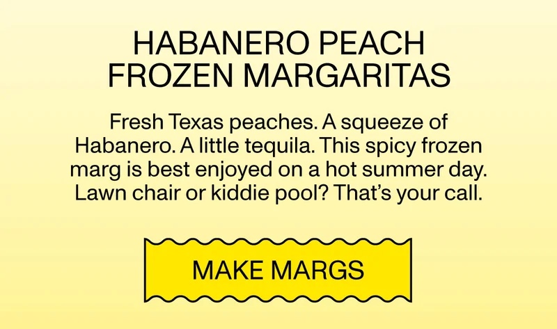 Make Fozen Habanero Peach Margaritas with Yellowbird Habanero Hot Sauce
